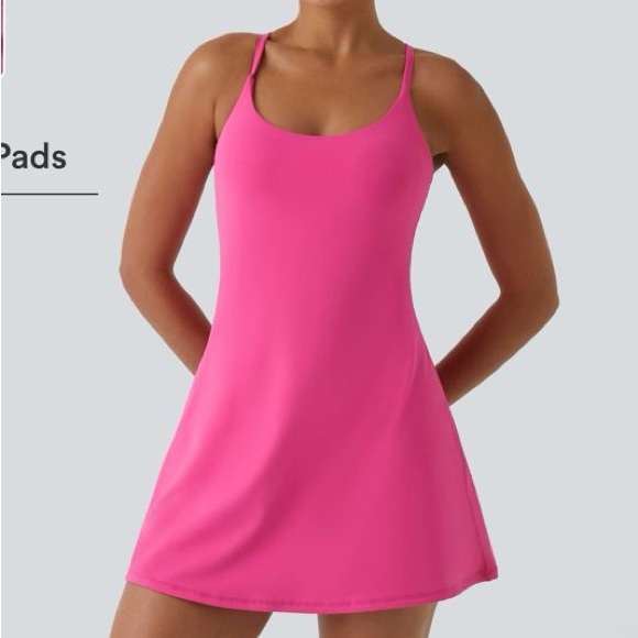 HALARA Dresses & Skirts - HALARA Soft Pink Criss Cross Back Dress with Shorts BNWT